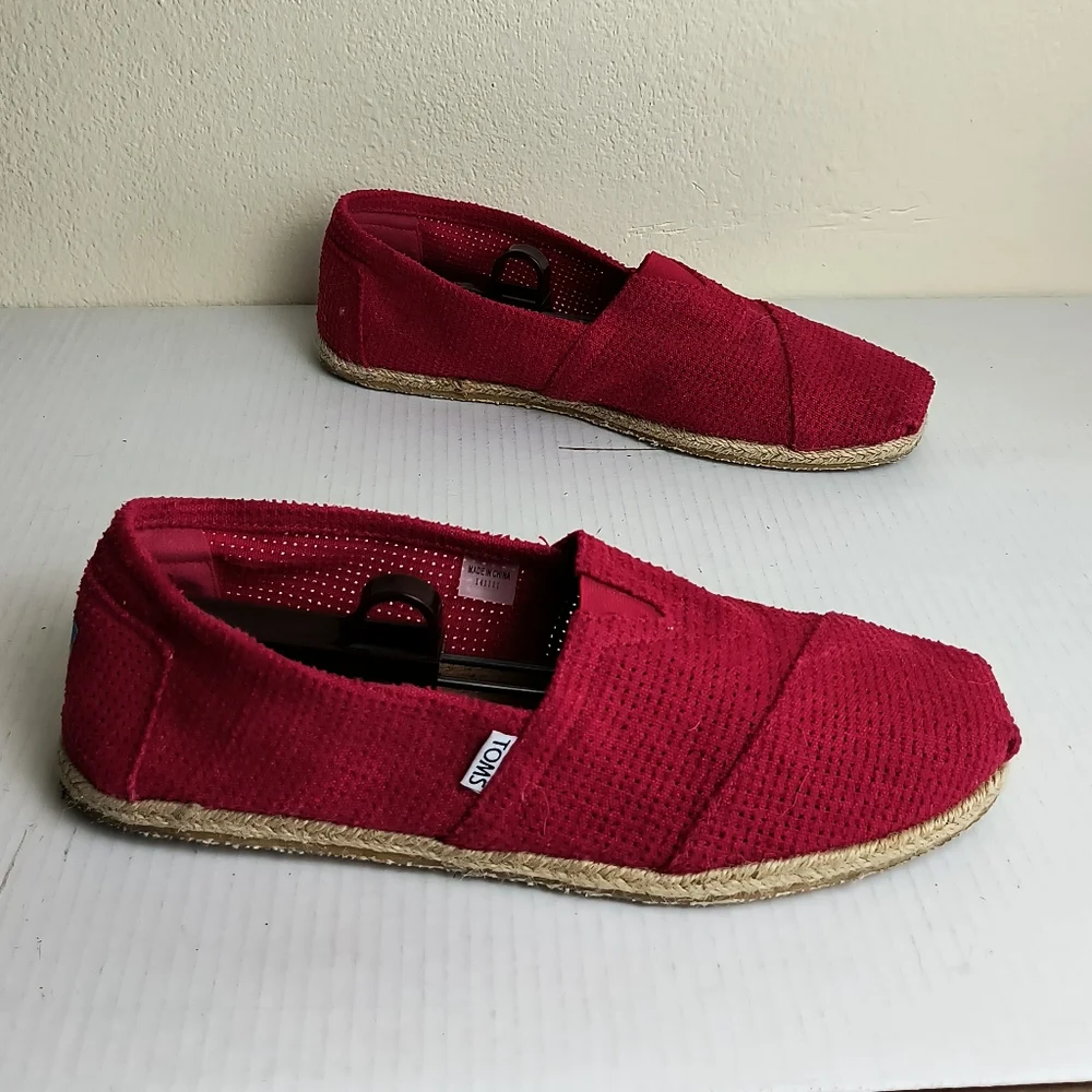 Toms Men's 12 Red Loafers & Slip-Ons  Classic Canvas Espadrille